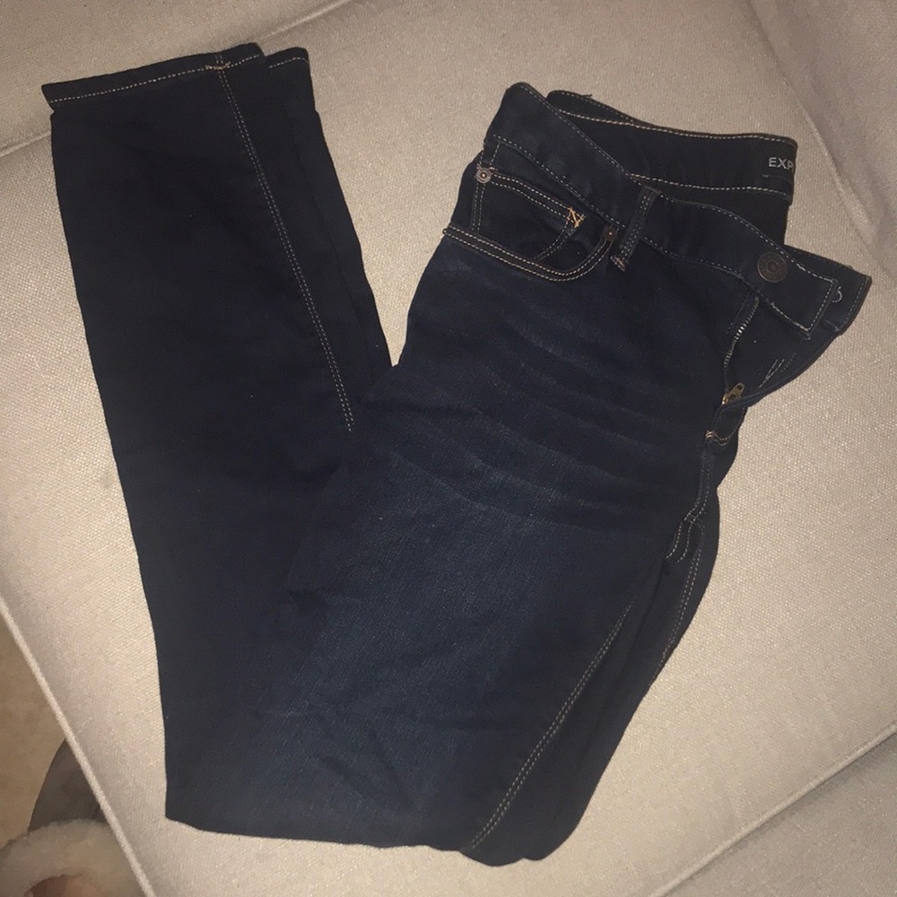 Express dark wash skinny jeans